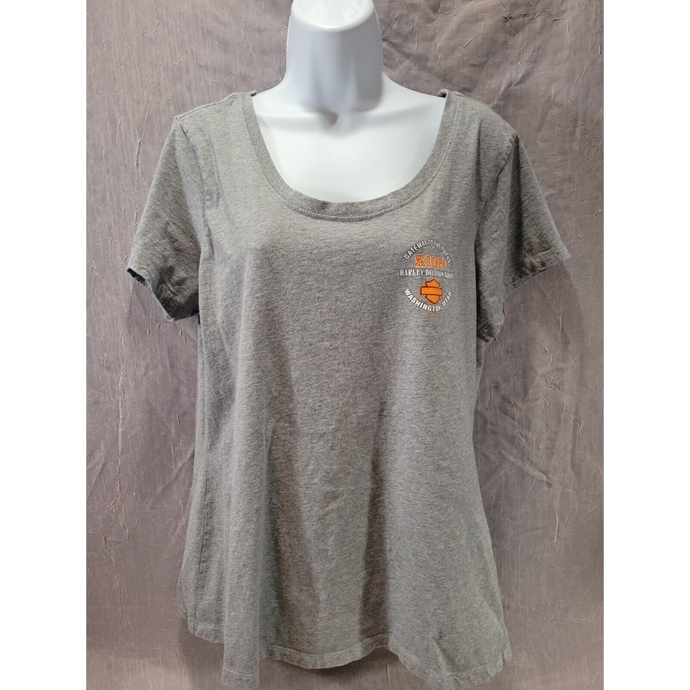 Harley Davidson WomensTop Shirt Zion Washington Utah Gray Lightweight Cotton XL
